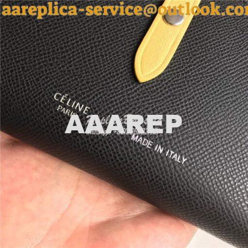 Replica Celine Strap medium/large multifunction wallet in black graine 4