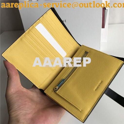 Replica Celine Strap medium/large multifunction wallet in black graine 8