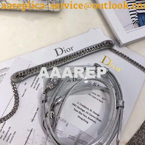 Replica Christian Dior Lady Dior Grained Metallic Silver Bag 9
