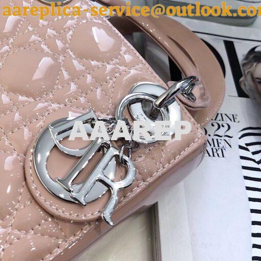 Replica Christian Dior Quilted Antique Rose Patent Leather Lady Dior B 3