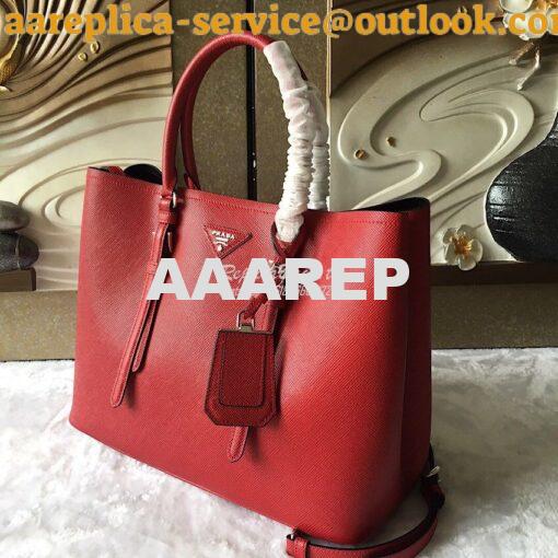 Replica Prada Saffiano Cuir Leather Tote Bag BN2820 Red 2