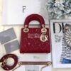 Replica Christian Dior Quilted Wine Red Patent Leather Lady Dior Bag 14