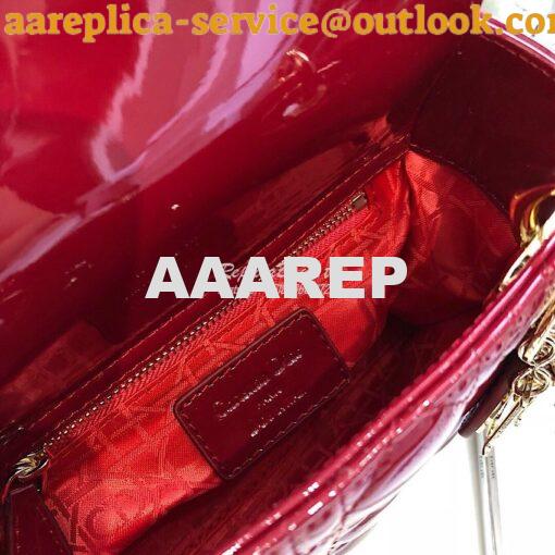 Replica Christian Dior Quilted Cherry Red Patent Leather Lady Dior Bag 5