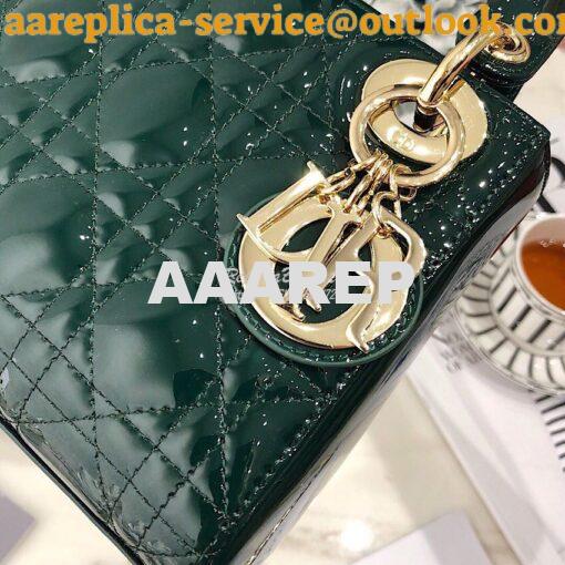 Replica Christian Dior Quilted Jasper Green Patent Leather Lady Dior B 2