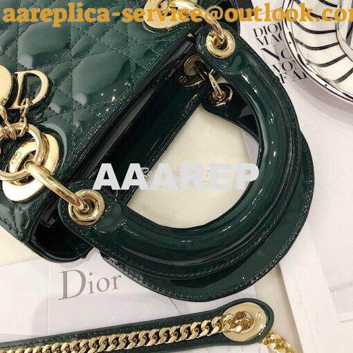 Replica Christian Dior Quilted Jasper Green Patent Leather Lady Dior B 3