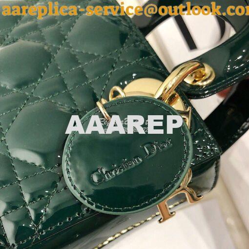Replica Christian Dior Quilted Jasper Green Patent Leather Lady Dior B 4