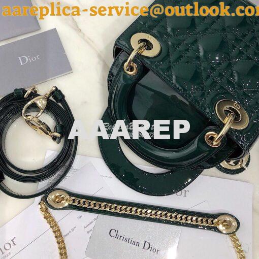 Replica Christian Dior Quilted Jasper Green Patent Leather Lady Dior B 7