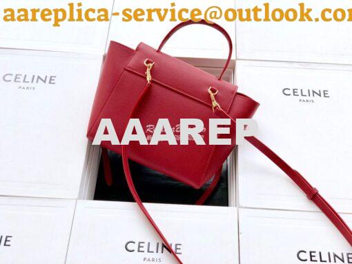 Replica Celine Nano Belt Bag In red Grained Calfskin 185003 2