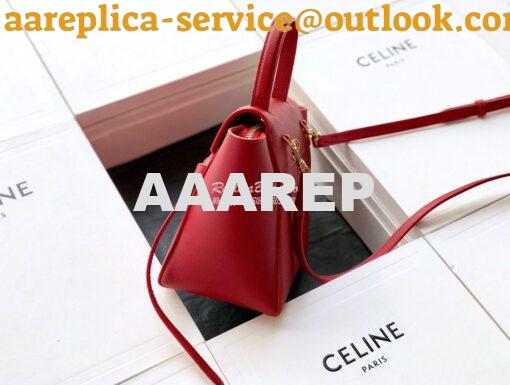 Replica Celine Nano Belt Bag In red Grained Calfskin 185003 3