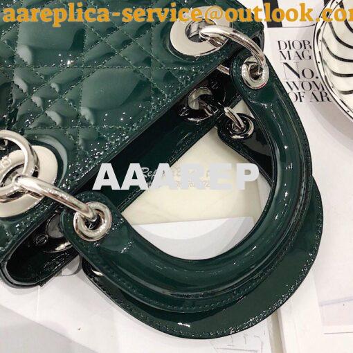 Replica Christian Dior Quilted Jasper Green Patent Leather Lady Dior B 12
