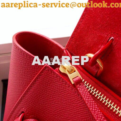 Replica Celine Nano Belt Bag In red Grained Calfskin 185003 8
