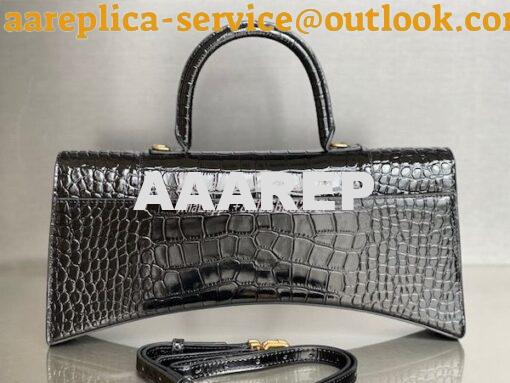 Replica Balenciaga Hourglass Stretched Top Handle Bag in Black Shiny C 3