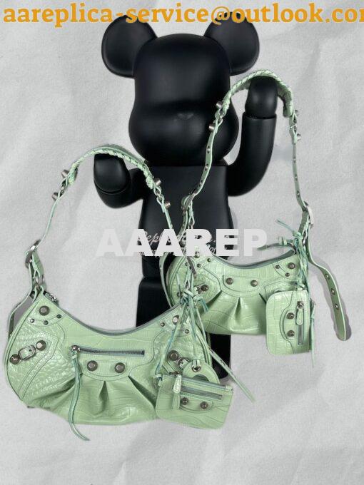 Replica Balenciaga Le Cagole XS S Shoulder Bag in Mint Supple Crocodil
