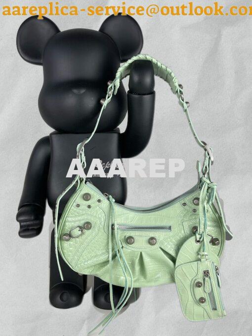 Replica Balenciaga Le Cagole XS S Shoulder Bag in Mint Supple Crocodil 2