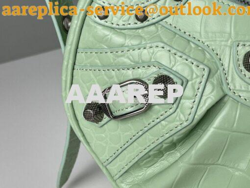 Replica Balenciaga Le Cagole XS S Shoulder Bag in Mint Supple Crocodil 11