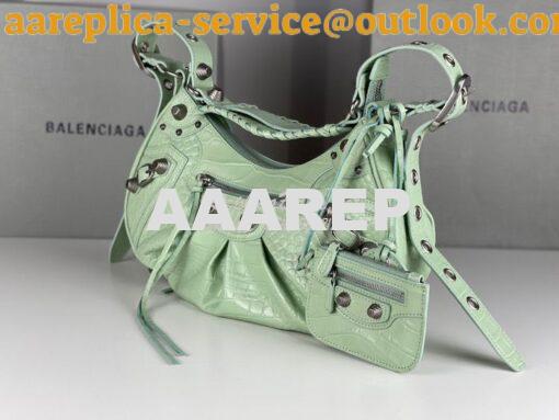 Replica Balenciaga Le Cagole XS S Shoulder Bag in Mint Supple Crocodil 19