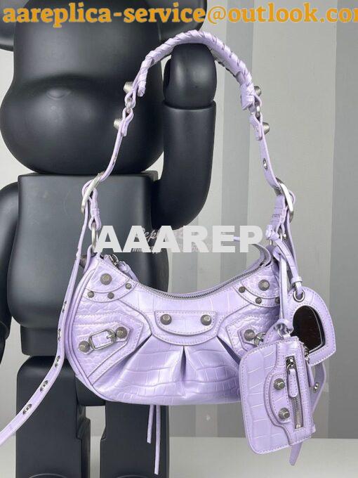 Replica Balenciaga Le Cagole XS S Shoulder Bag in Purple Supple Crocod 2
