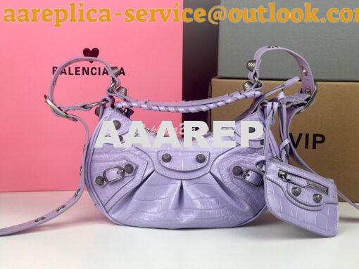 Replica Balenciaga Le Cagole XS S Shoulder Bag in Purple Supple Crocod 3