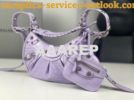 Replica Balenciaga Le Cagole XS S Shoulder Bag in Purple Supple Crocod 4