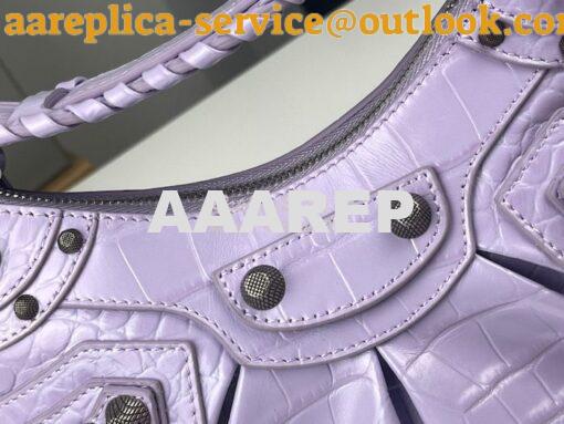 Replica Balenciaga Le Cagole XS S Shoulder Bag in Purple Supple Crocod 6