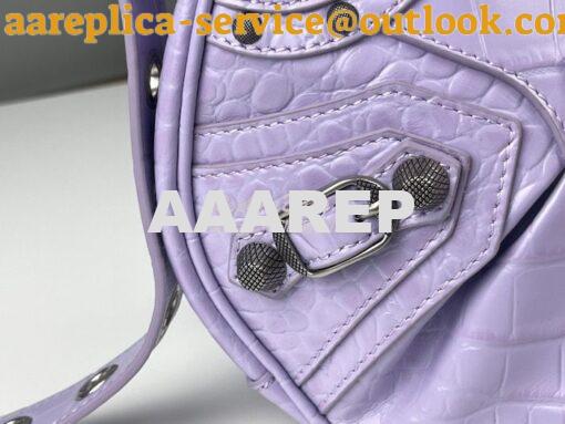 Replica Balenciaga Le Cagole XS S Shoulder Bag in Purple Supple Crocod 7