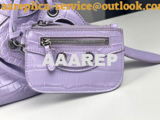 Replica Balenciaga Le Cagole XS S Shoulder Bag in Purple Supple Crocod 10