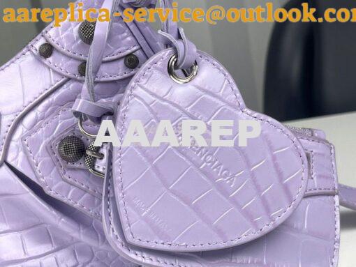 Replica Balenciaga Le Cagole XS S Shoulder Bag in Purple Supple Crocod 11