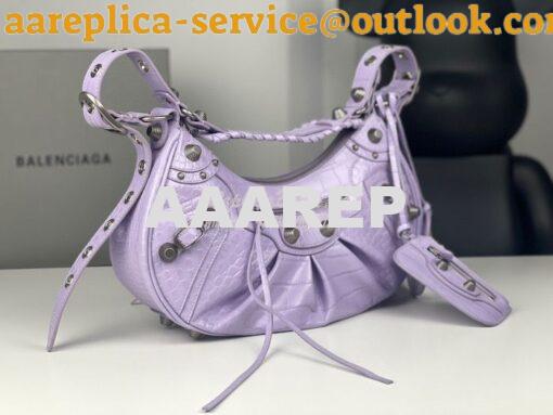 Replica Balenciaga Le Cagole XS S Shoulder Bag in Purple Supple Crocod 16