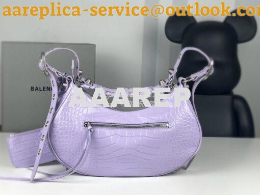 Replica Balenciaga Le Cagole XS S Shoulder Bag in Purple Supple Crocod 17