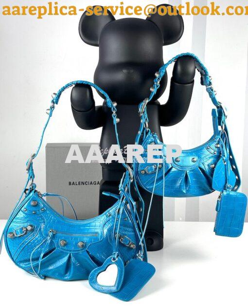 Replica Balenciaga Le Cagole XS S Shoulder Bag in Blue Supple Crocodil