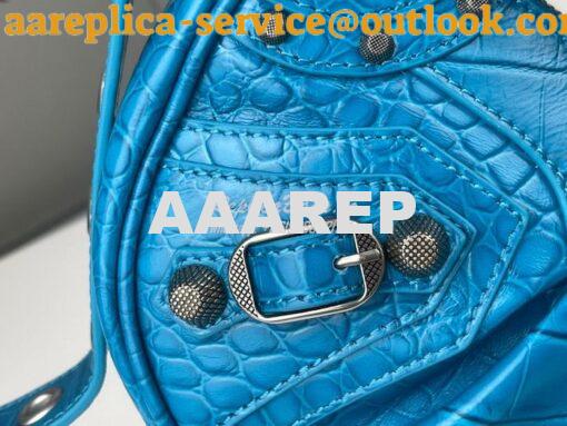 Replica Balenciaga Le Cagole XS S Shoulder Bag in Blue Supple Crocodil 10