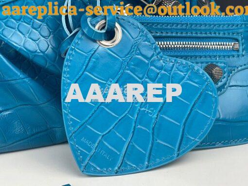 Replica Balenciaga Le Cagole XS S Shoulder Bag in Blue Supple Crocodil 14