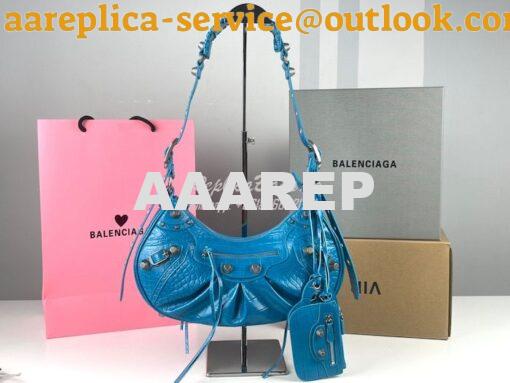 Replica Balenciaga Le Cagole XS S Shoulder Bag in Blue Supple Crocodil 15