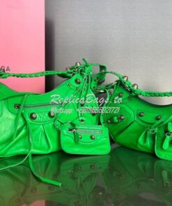 Replica Balenciaga Le Cagole XS S Shoulder Bag in Lambskin Green 67130