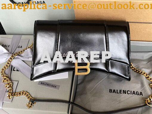 Replica Balenciaga Hourglass Chain Bag in Smooth Leather 6449731 Black 2