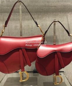 Replica Dior Saddle Bag in Calfskin Red