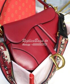 Replica Dior Saddle Bag in Calfskin Red 2