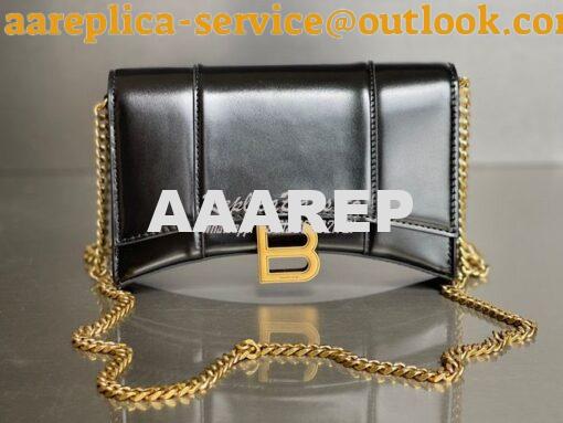 Replica Balenciaga Hourglass Chain Bag in Smooth Leather 6449731 Black 10