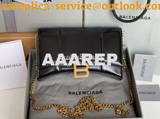 Replica Balenciaga Hourglass Chain Bag in Smooth Leather 6449731 Black 12