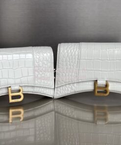 Replica Balenciaga Hourglass Chain Bag in Shiny Crocodile Embossed Lea