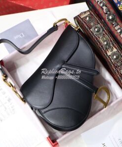 Replica Dior Saddle Bag in Calfskin Black