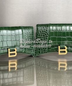 Replica Balenciaga Hourglass Chain Bag in Shiny Crocodile Embossed Lea