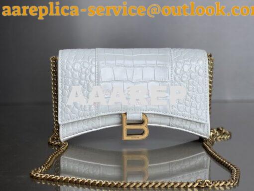 Replica Balenciaga Hourglass Chain Bag in Shiny Crocodile Embossed Lea 11