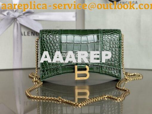 Replica Balenciaga Hourglass Chain Bag in Shiny Crocodile Embossed Lea 10