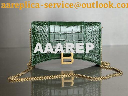 Replica Balenciaga Hourglass Chain Bag in Shiny Crocodile Embossed Lea 11