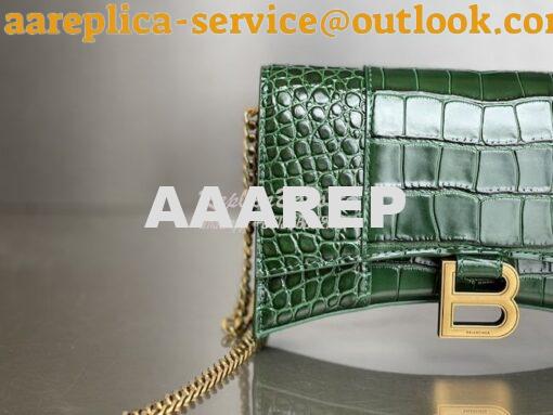 Replica Balenciaga Hourglass Chain Bag in Shiny Crocodile Embossed Lea 14