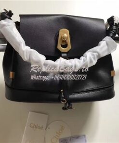 Replica Chloe Owen Bag with Flap 3S1311 in black leather