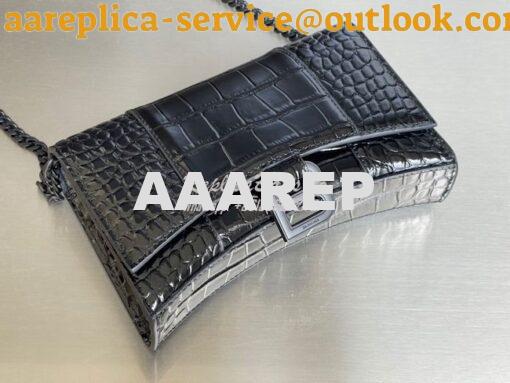 Replica Balenciaga Hourglass Chain Bag in Shiny Crocodile Embossed Lea 15