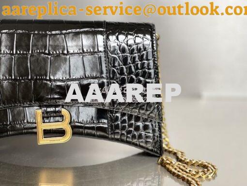 Replica Balenciaga Hourglass Chain Bag in Shiny Crocodile Embossed Lea 12