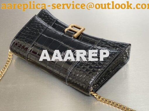 Replica Balenciaga Hourglass Chain Bag in Shiny Crocodile Embossed Lea 13